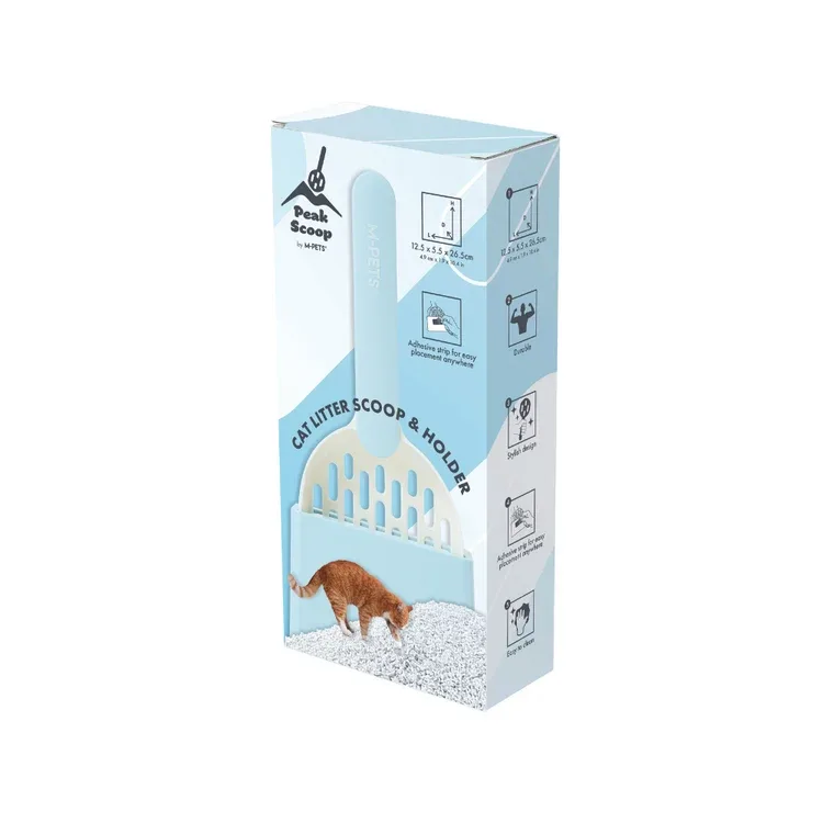 Peak Scoop- Lopatica pentru litiera, cu suport M-PETS- albastru
