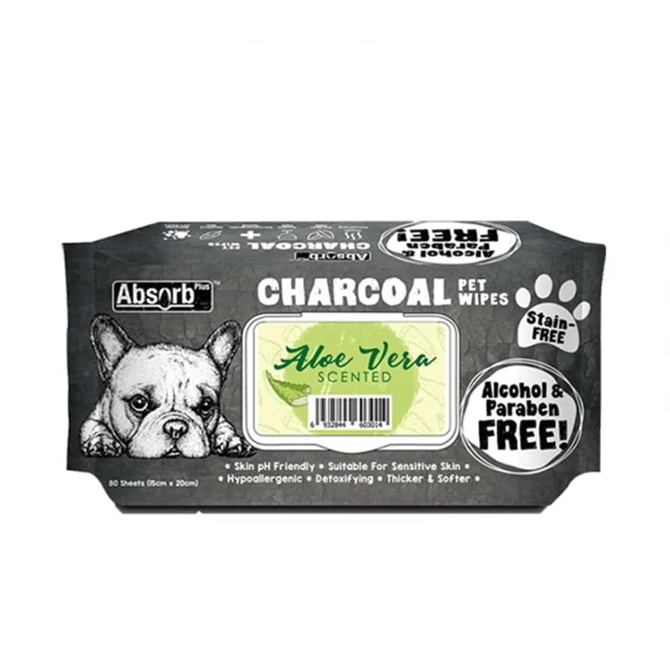 Servetele umede charcoal Absorb Plus, ALOE VERA, 80 buc