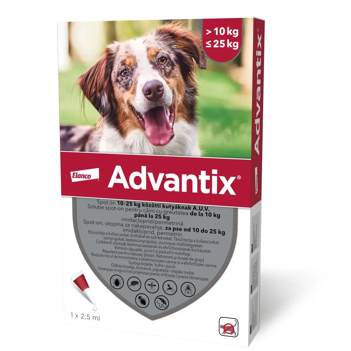 Advantix Dog 10-25 kg, Solutie Spot-On- deparazitare externa- 1 pipeta