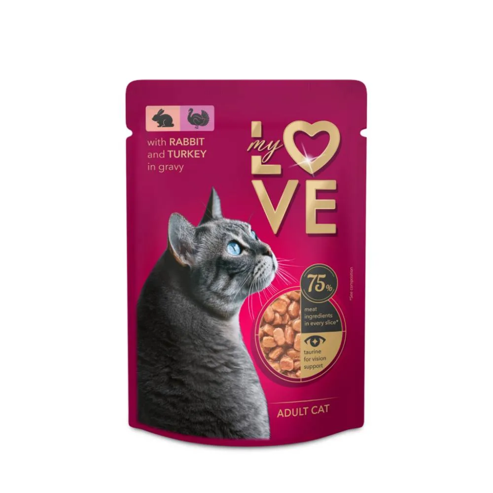 My Love Hrana Umeda Pisici Adulte Curcan&Iepure In Sos Plic 85gr