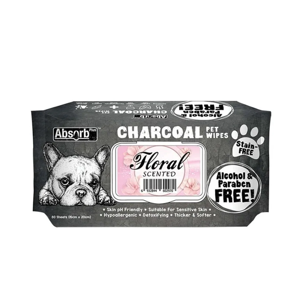 Servetele umede charcoal Absorb Plus FLORAL, 80 buc