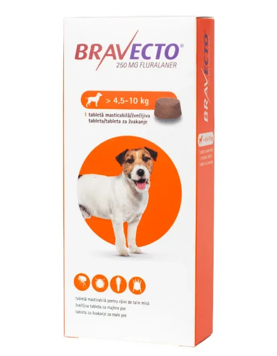 Bravecto 250 mg (4,5-10 kg) - 1 tabletă masticabilă