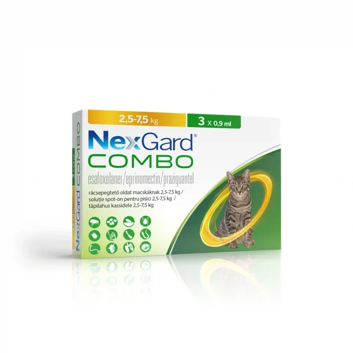 NexGard Combo solutie spot-on pentru pisici de 2.5-7.5 kg, 1x0.9ml