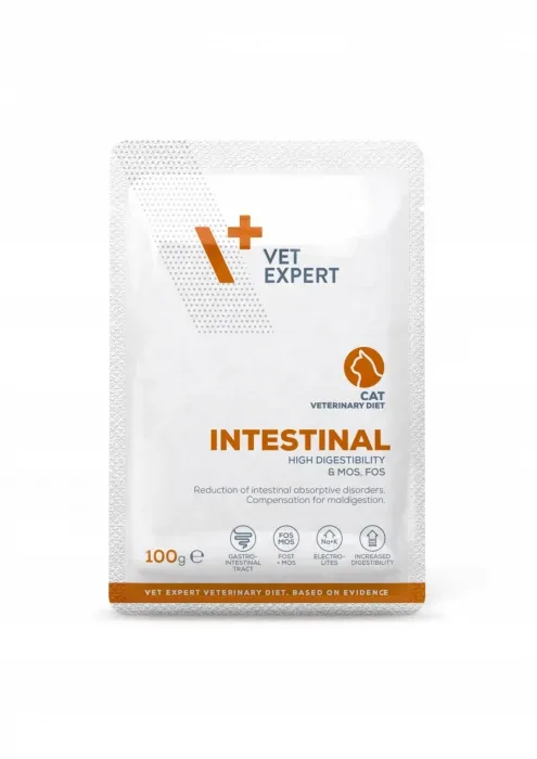 4T Dieta umeda pisici Intestinal Cat, VetExpert, plic 100g- pui si vita