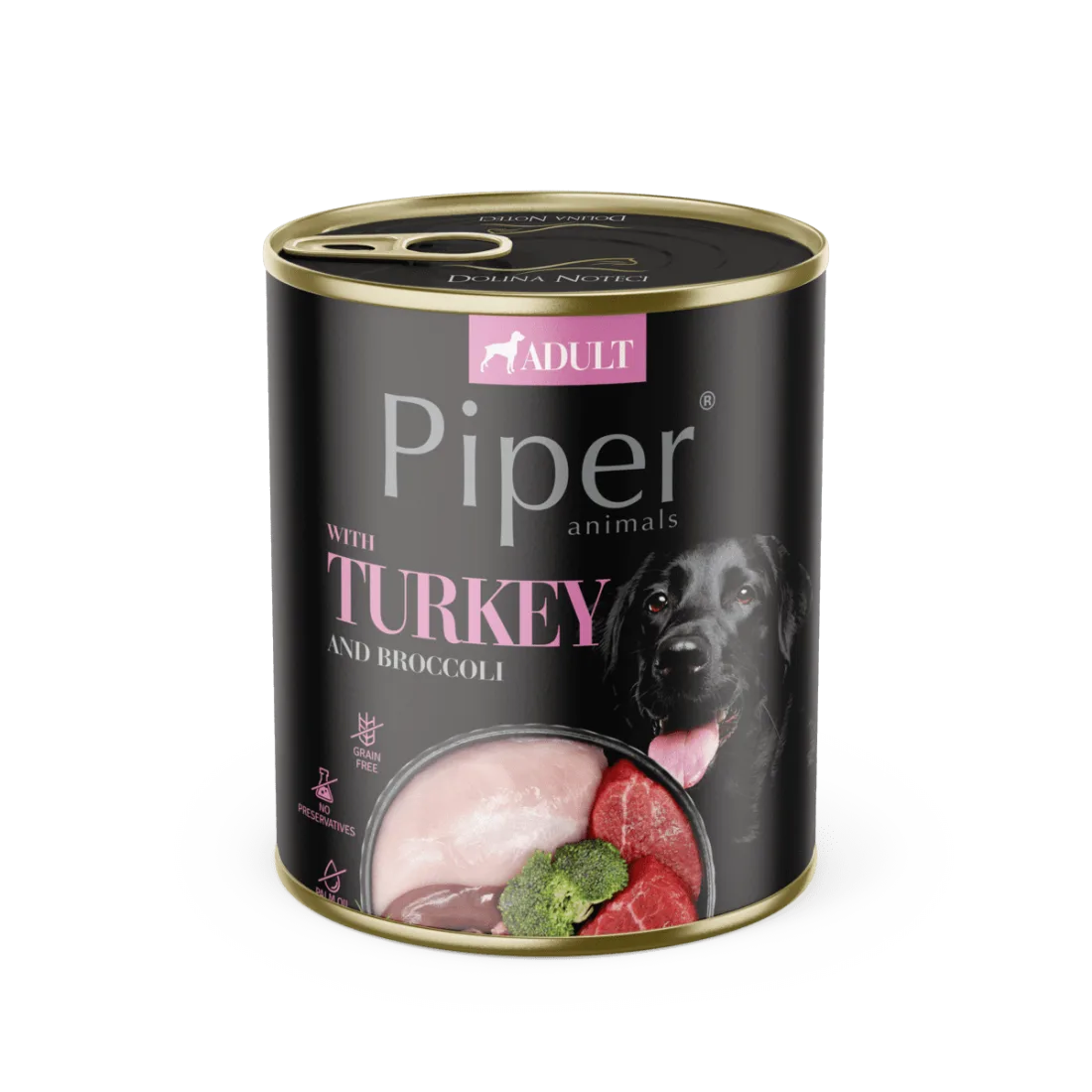 Hrana umeda pentru caini PIPER DOG, curcan si brocolli, 800g