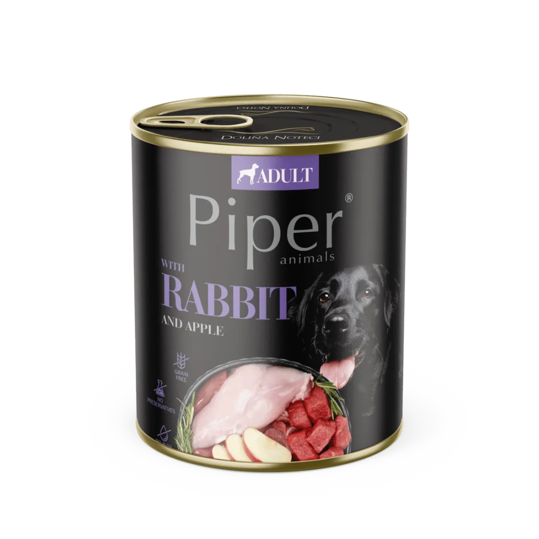 Hrana umeda pentru caini adulti PIPER DOG, iepure si mar, 800g