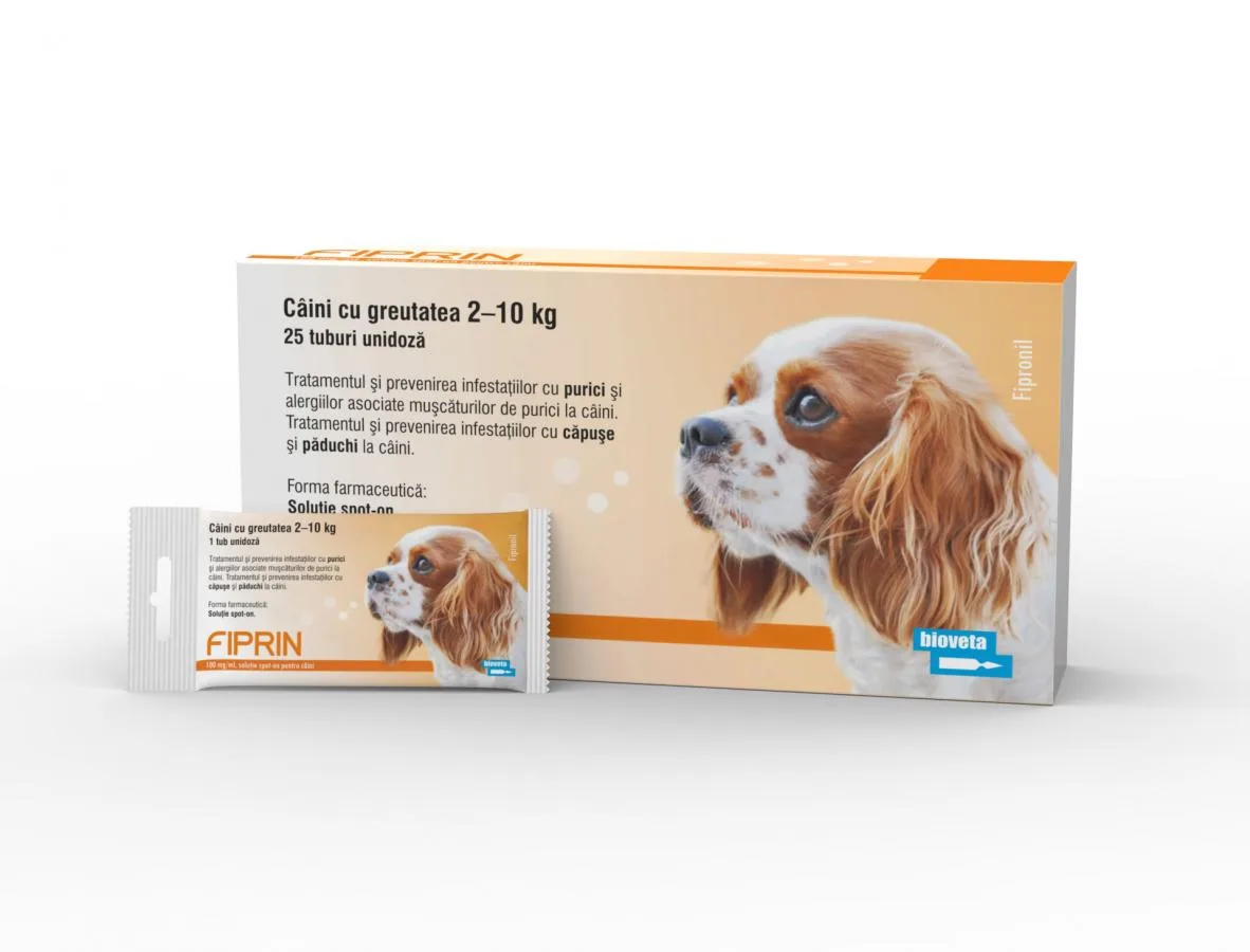 Pipeta antiparazitara Fiprin spot dog S (2-10 kg), 0.67 ml- 1 buc