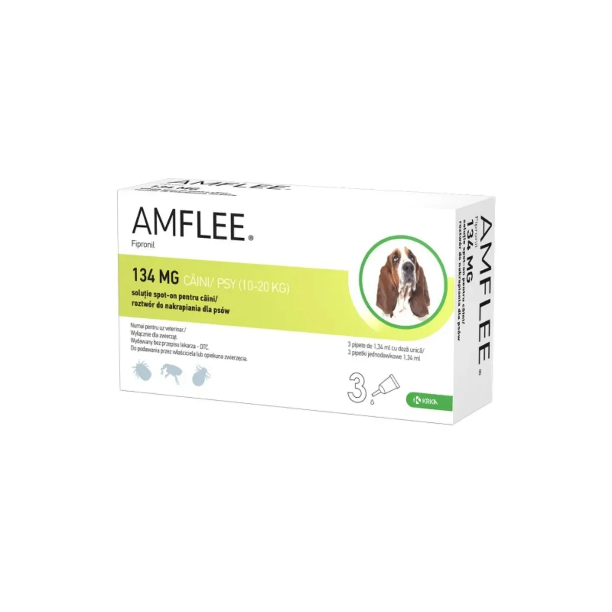AMFLEE Dog, spot-on, soluție antiparazitară, câini 10-20 kg-1 pipeta