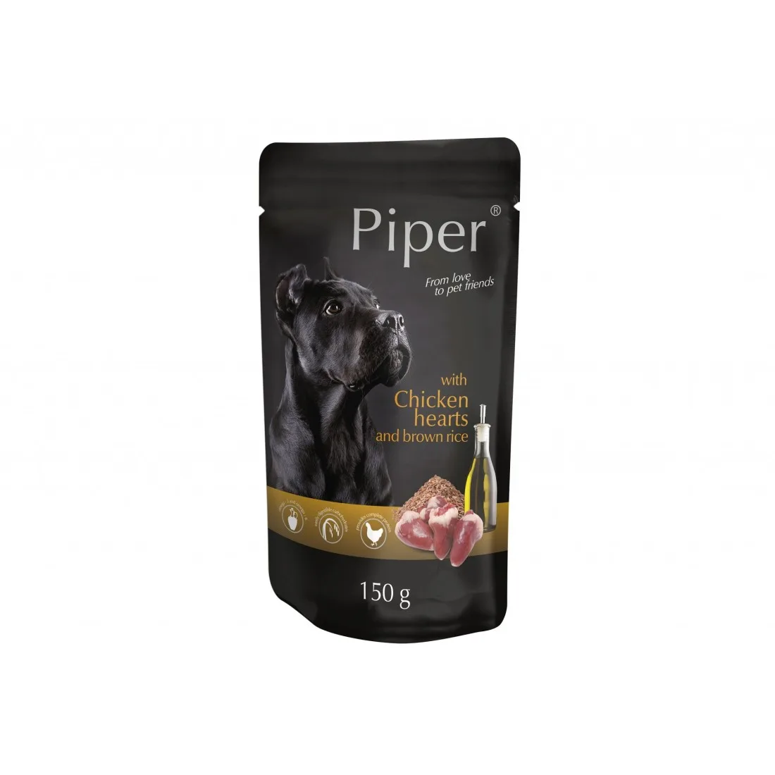 PIPER DOG ADULT Inimi de pui si orez brun - plic 150g