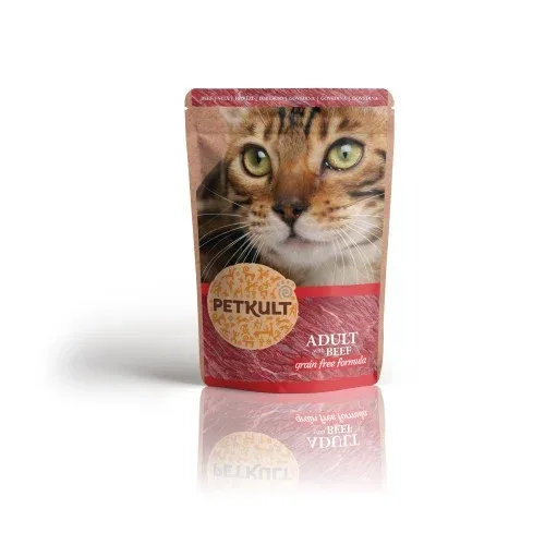 Petkult pisici- hrana umeda fara cereale 100g- cu vita