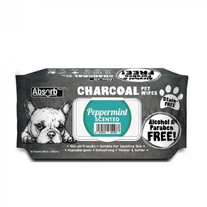 Servetele umede charcoal Absorb Plus PEPPERMINT, 80 buc