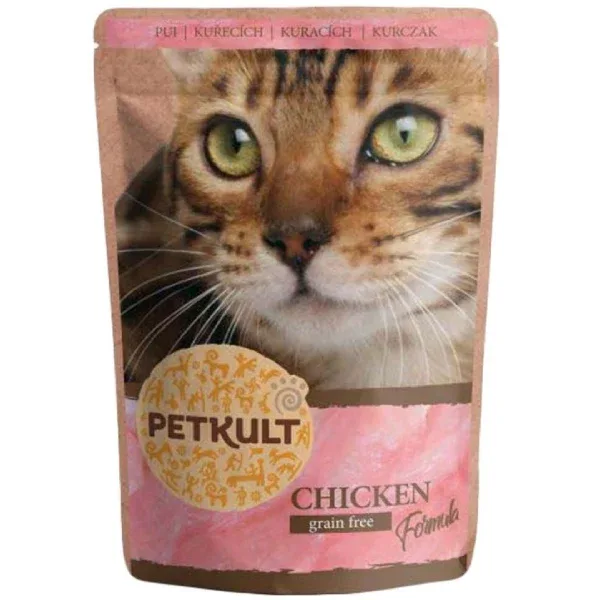 Petkult pisici- hrana umeda fara cereale 100g- cu pui