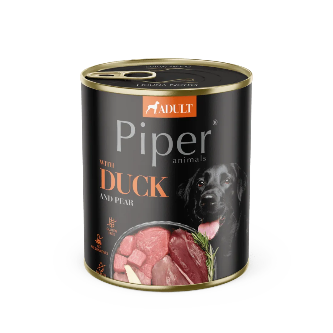 Hrana umeda pentru caini adulti PIPER DOG, carne de rata si pere- 800g
