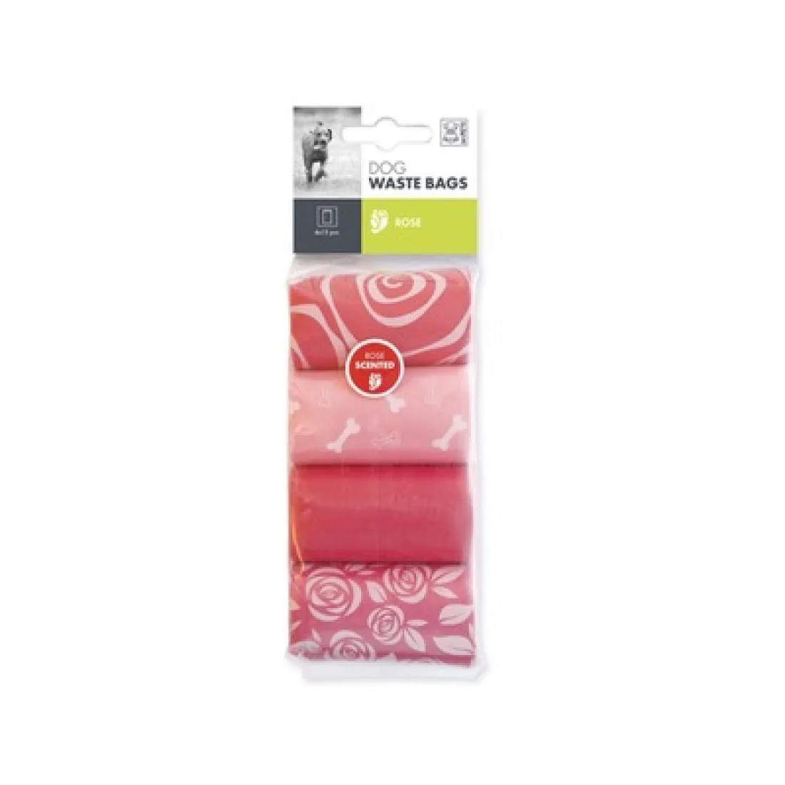 Pungi igienice pentru caini M-PETS, trandafiri, 4 x 15 buc