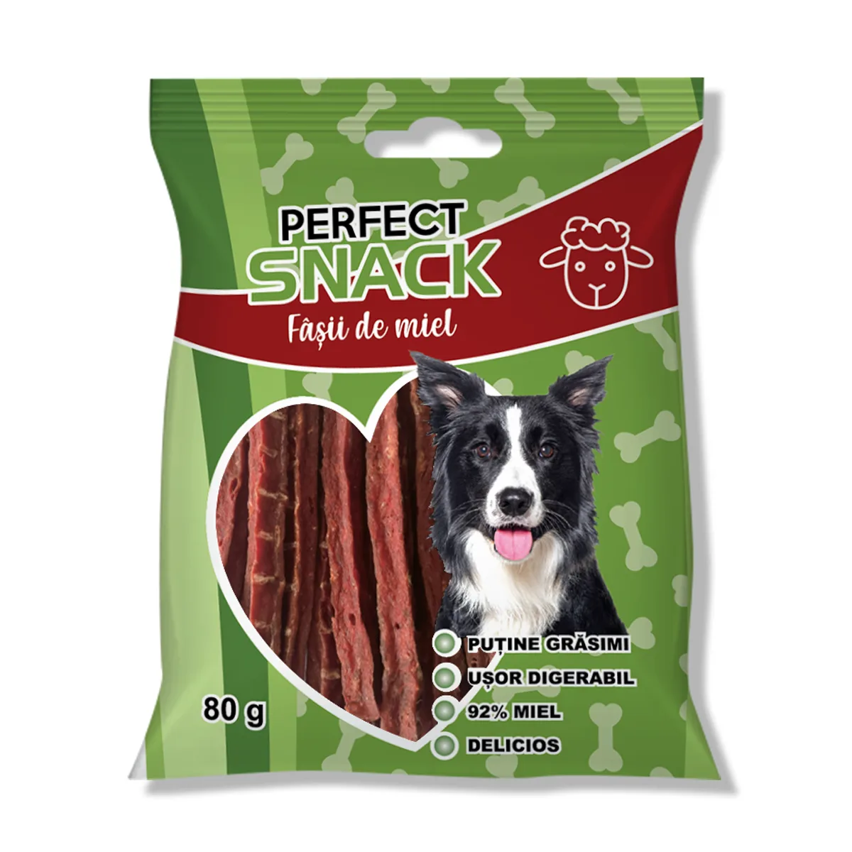 Recompense pentru caini- Perfect Snack – Fâșii de miel – 80 g