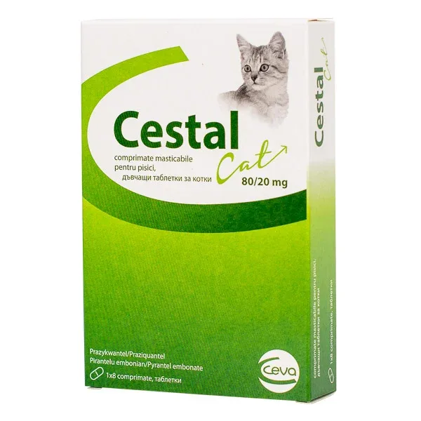 Cestal Cat Chew-Antiparazitar intern pentru pisici , 8 tablete masticabile