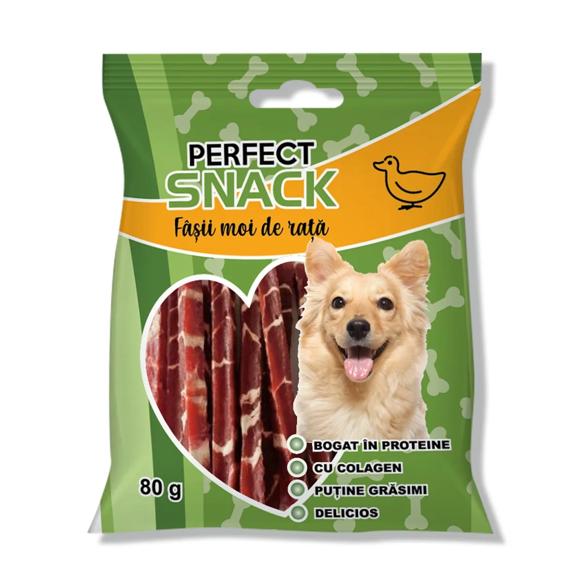 Recompense pentru caini- Perfect Snack – Fâșii moi de rață – 80 g