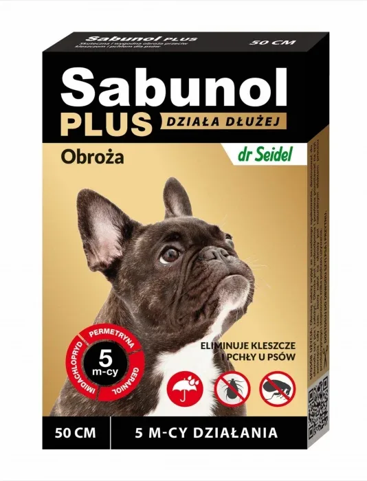 Zgarda antiparazitara caini- Sabunol Plus talie medie , 50 cm