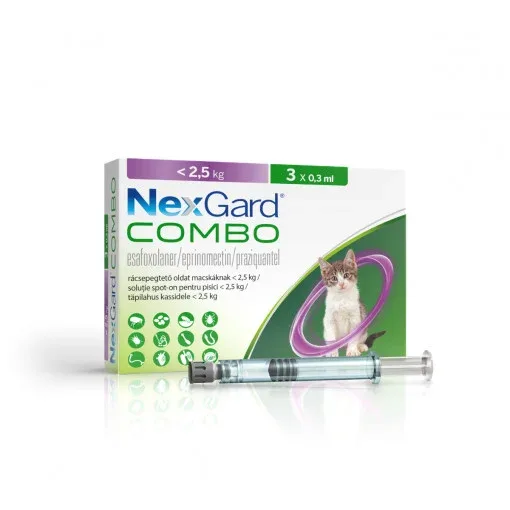 NexGard Combo solutie spot-on pentru pisici < 2.5 kg, 1x0.3 ml
