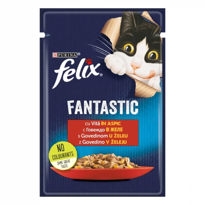 Felix Fantastic Vită în Aspic hrana umeda - 85 g