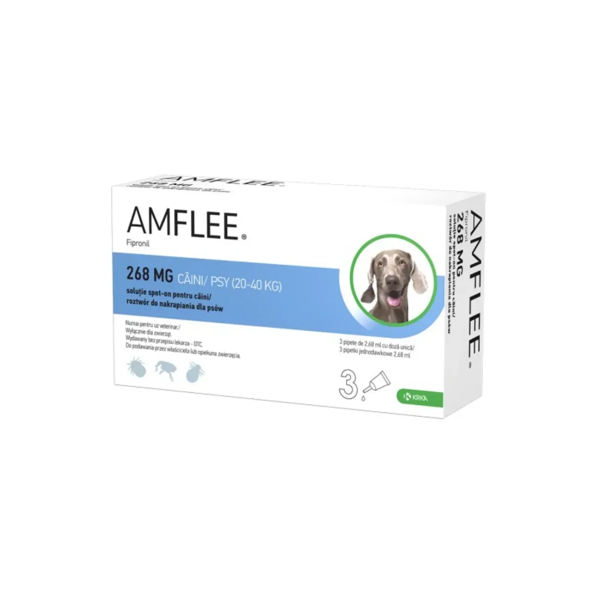 AMFLEE 268 mg soluţie spot-on pentru câini 20-40 kg - 1 pipetă