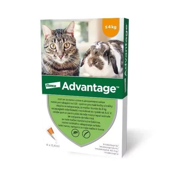 Advantage 40mg Pisica/Iepure- Solutie spot-on deparazitare externa- 4  pipete