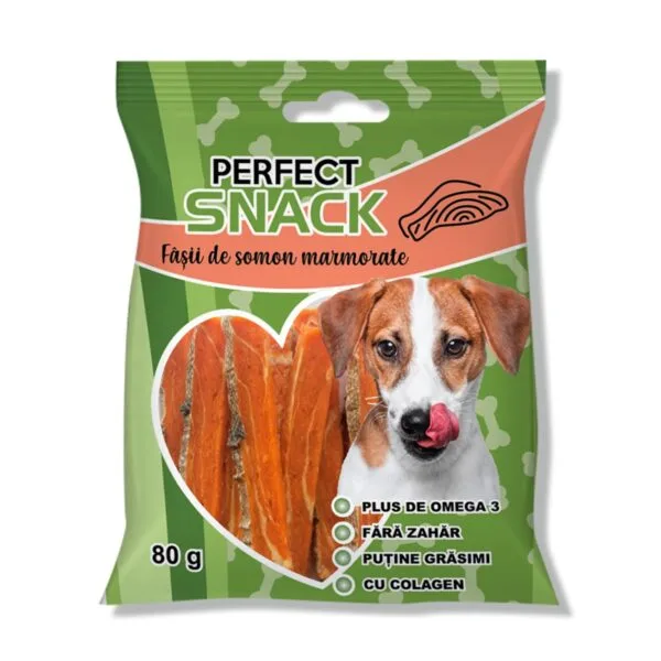 Recompense pentru caini- Perfect Snack – Fâșii de somon marmorate – 80 g