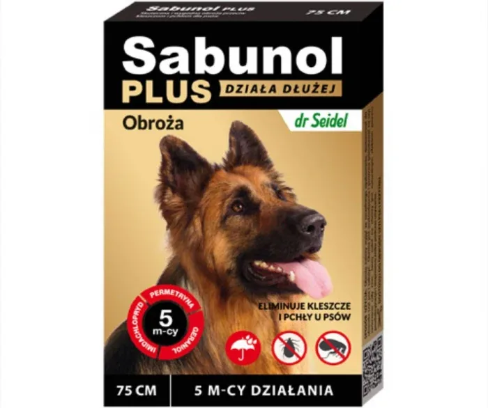 Zgarda antiparazitara caini- Sabunol Plus talie mare , 75 cm