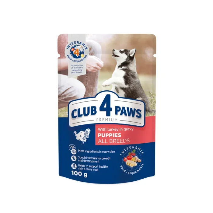 Club 4 Paws, Hrana umeda catei Junior, curcan in sos
