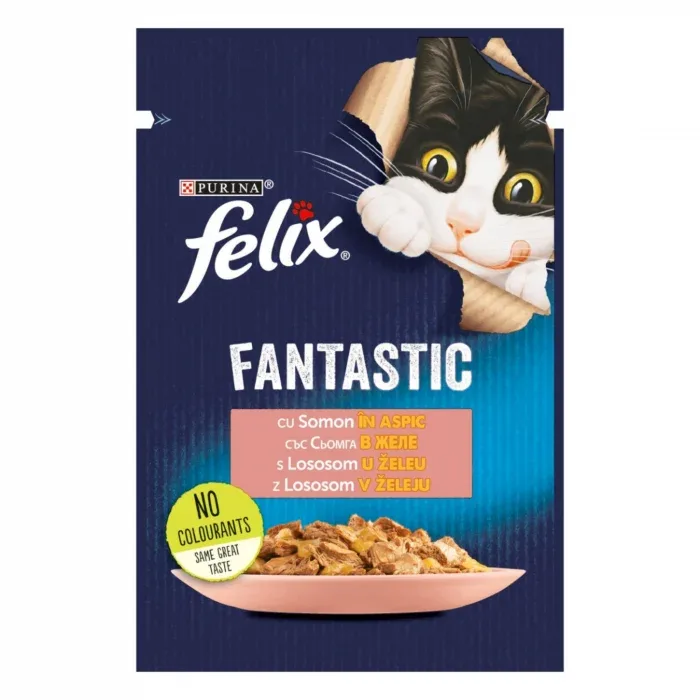 Felix Fantastic Somon în Aspic hrana umeda - 85 g