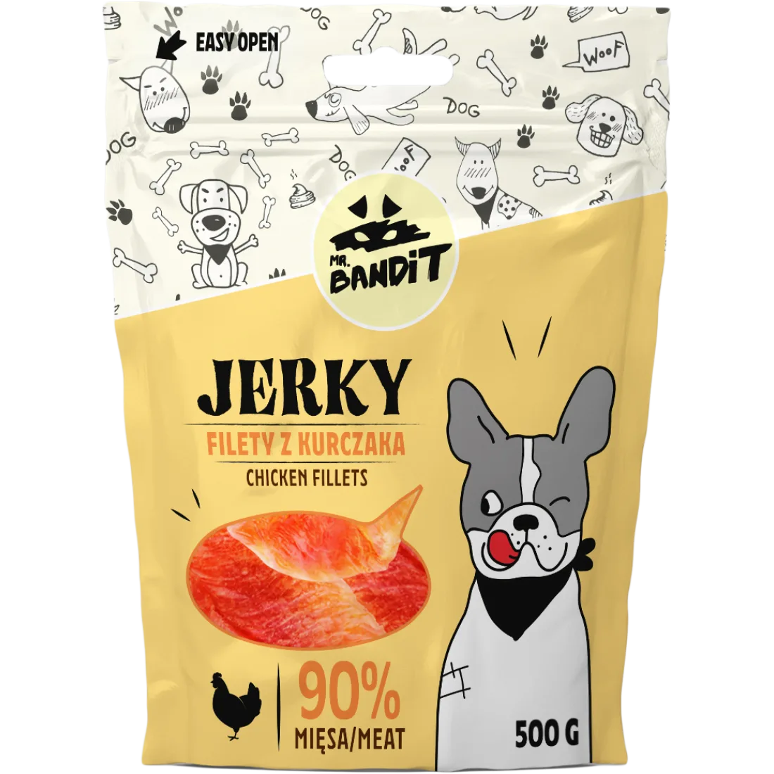 Recompense pentru caini Mr. Bandit Jerky pui 500g
