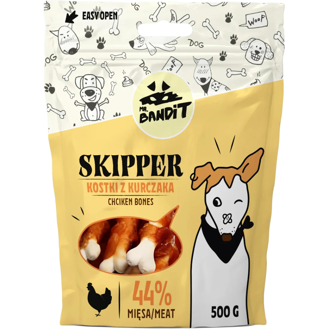 Recompense pentru caini Mr. Bandit Skipper Bones, pui 500 gr