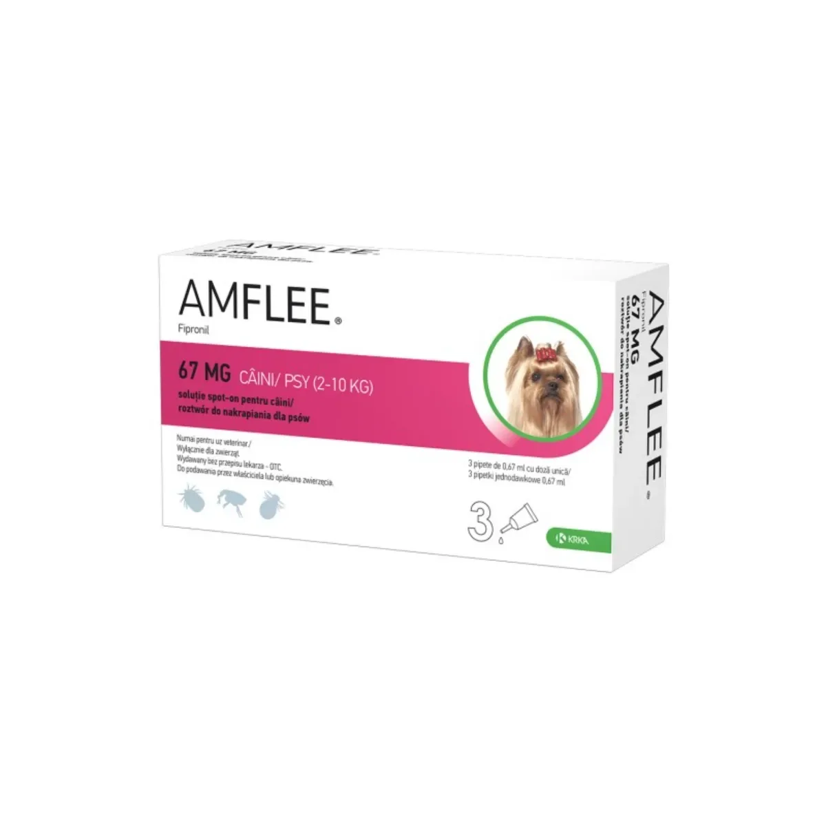 AMFLEE Dog, spot-on, soluție antiparazitară, câini 2-10 kg- 1 pipeta