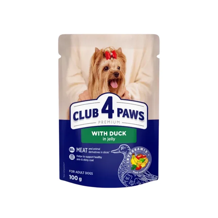 Club 4 Paws, Hrana umeda pentru caini talie mica, rata in jeleu
