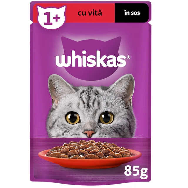 Whiskas | Hrana umeda pentru pisici cu vita in sos 85g
