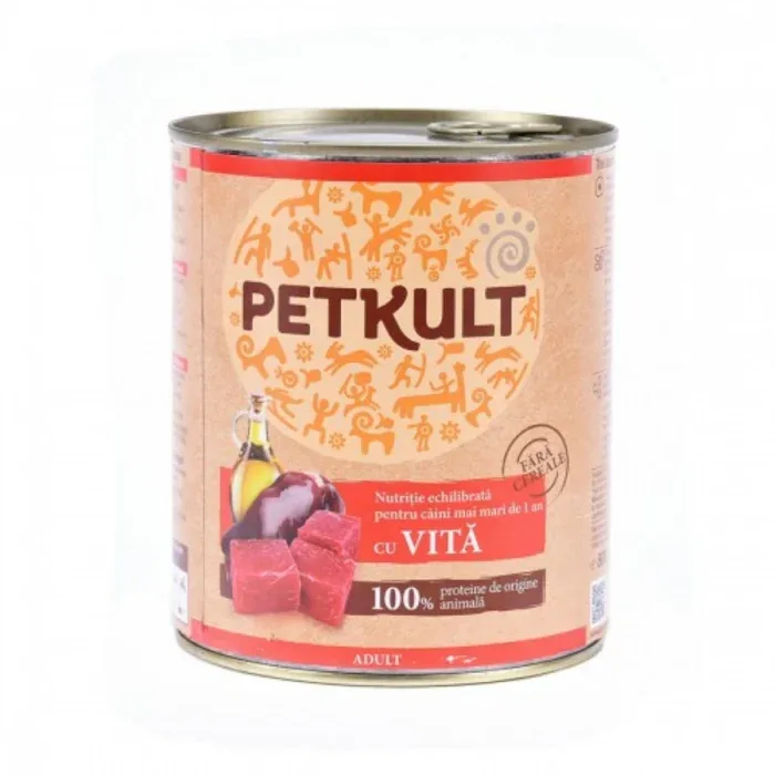 Hrana umeda pentru caini- Petkult Adult cu vita 800 g